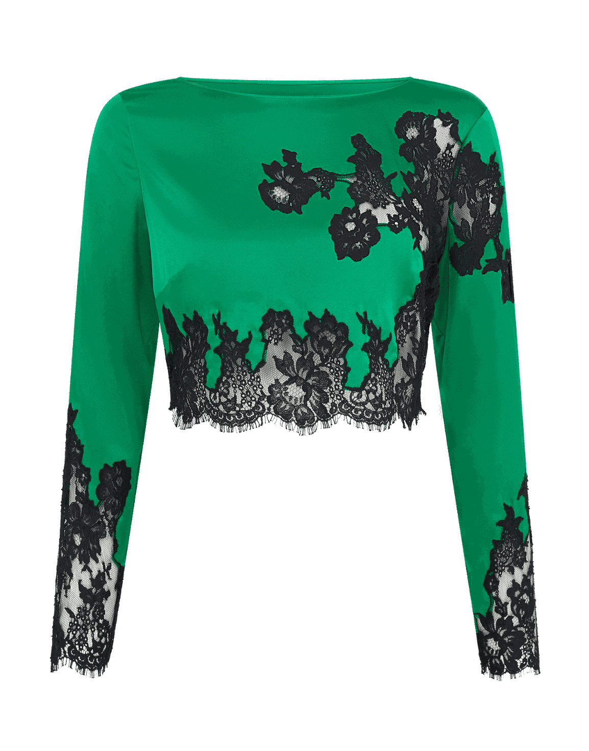 Trishya Pyjama Crop Top Emerald/Black | Agent Provocateur