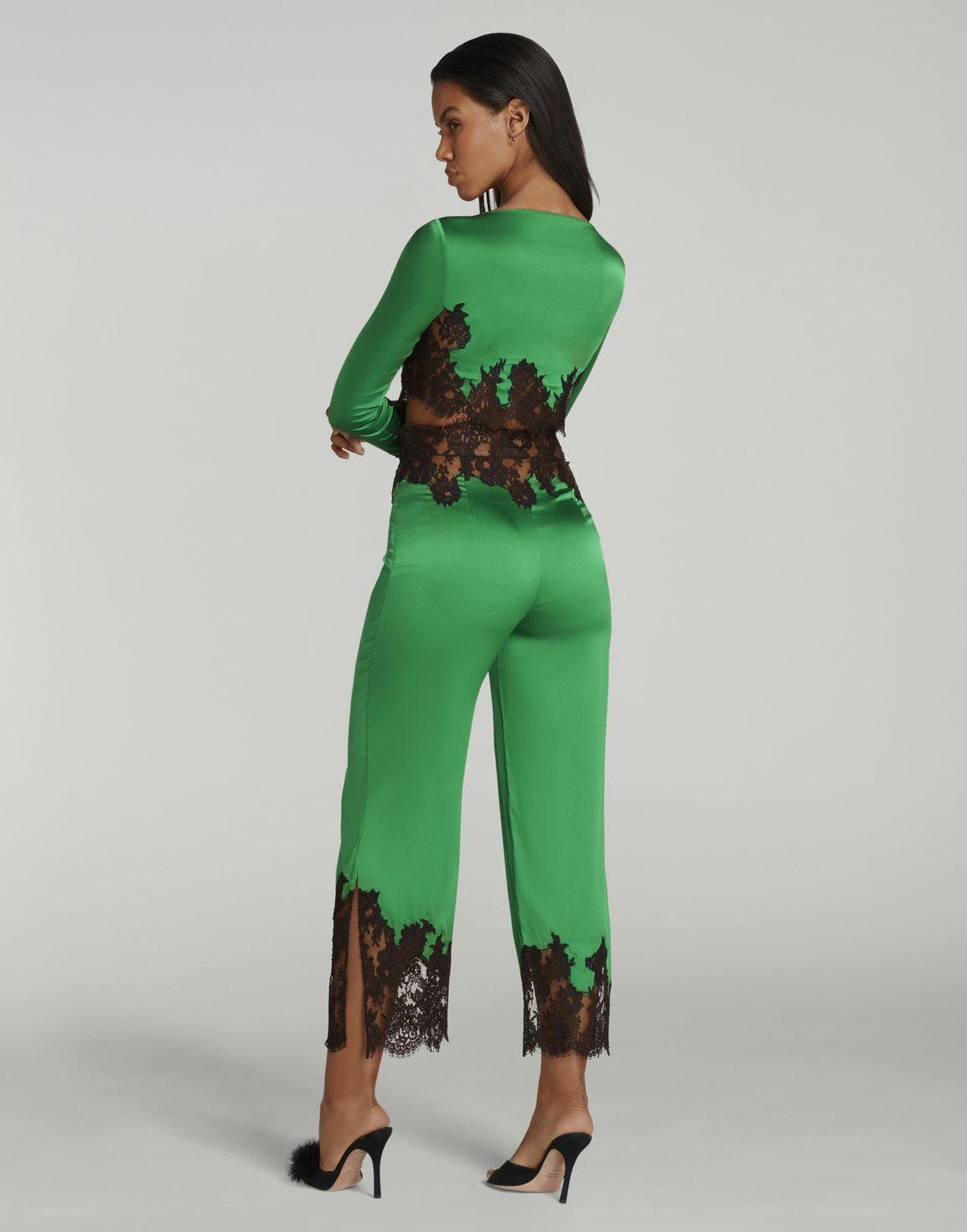 Trishya Pyjama Trouser Emerald/Black | Agent Provocateur