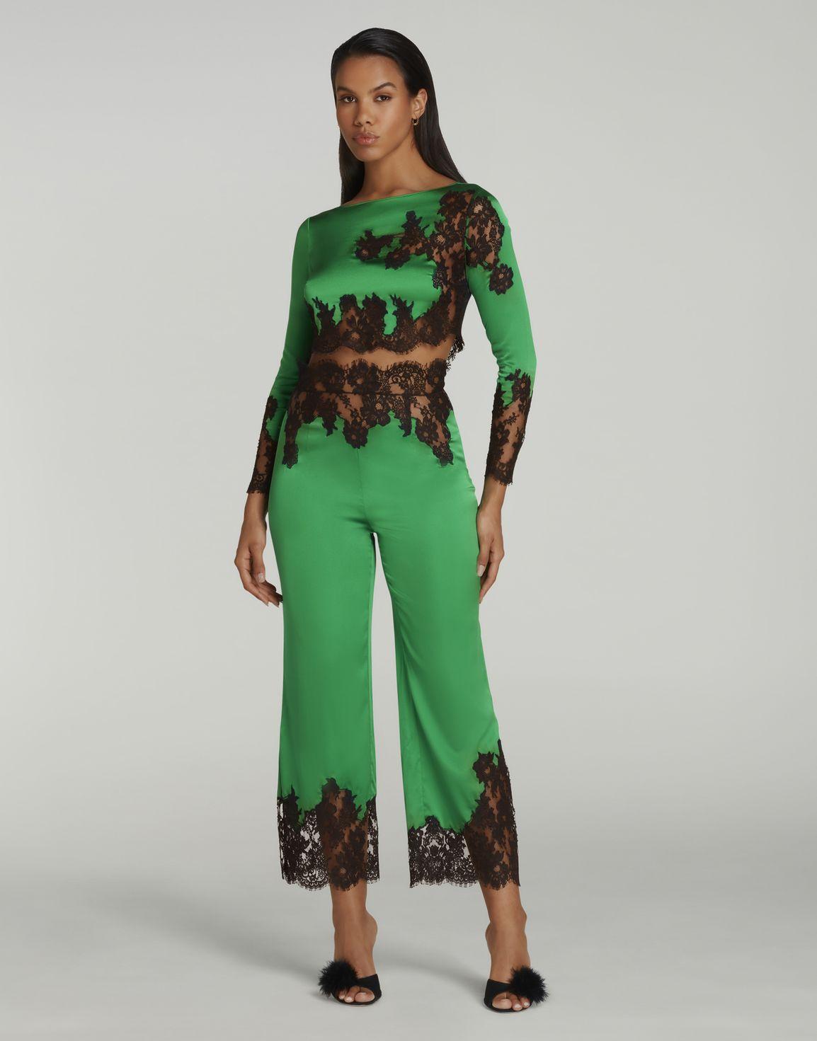 Trishya Pyjama Trouser Emerald/Black | Agent Provocateur