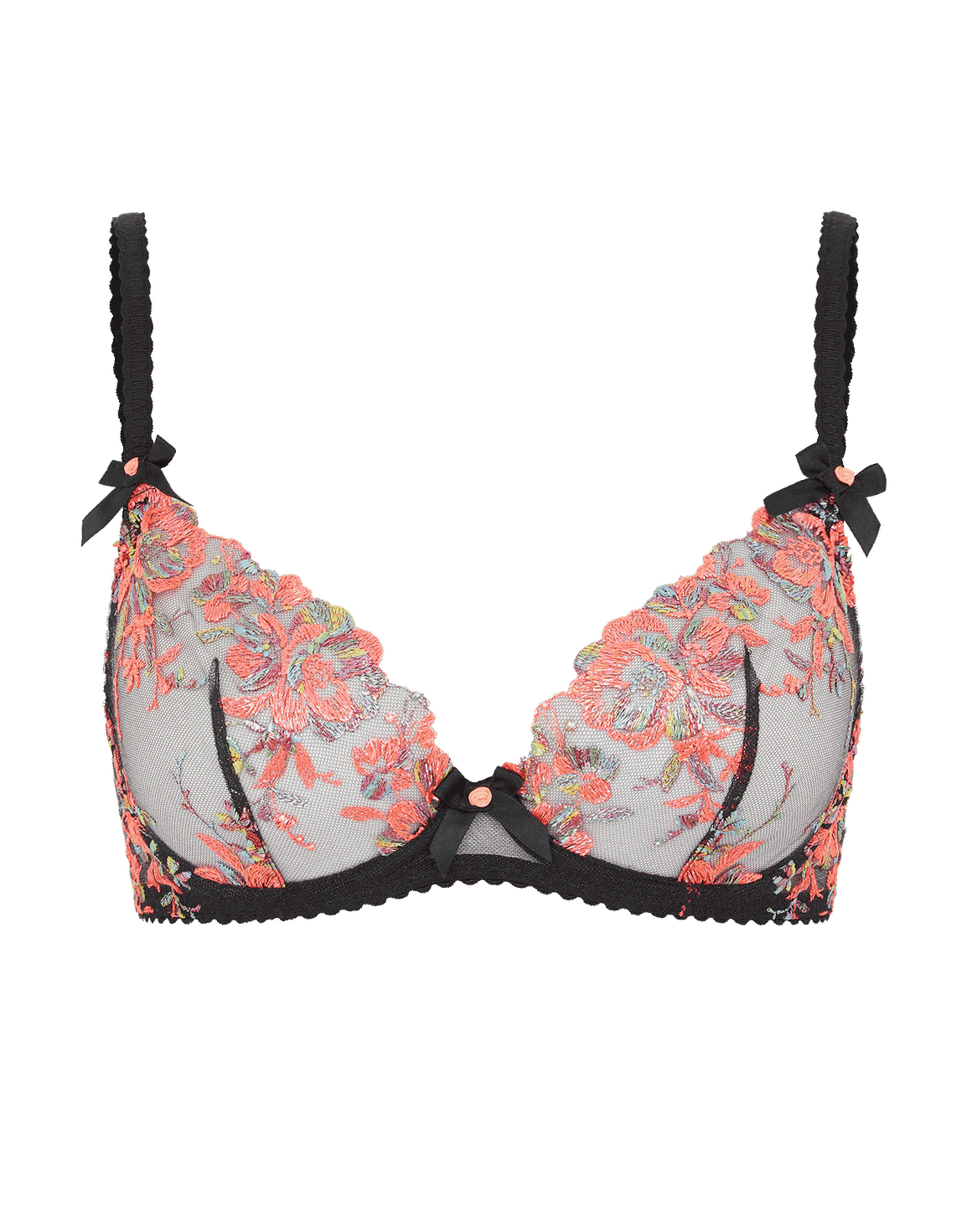 Lexx Plunge Underwired Bra Black/Neon Orange | Agent Provocateur