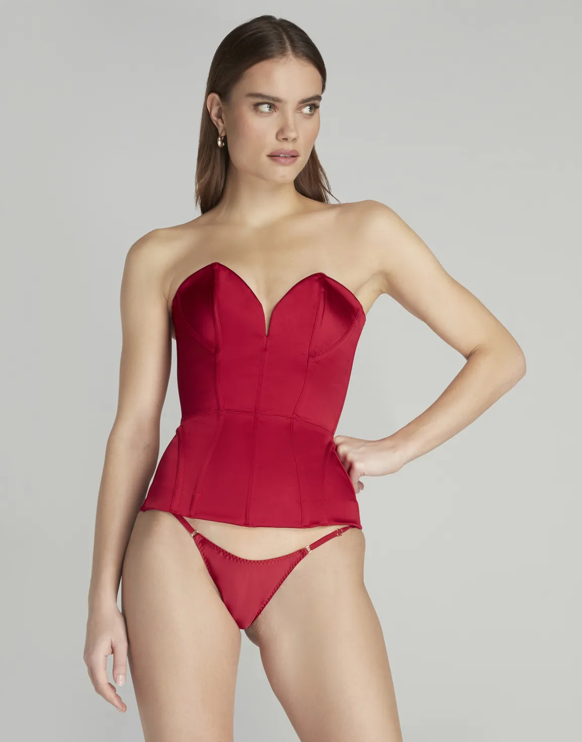 Gena Satin Corset Red | Agent Provocateur