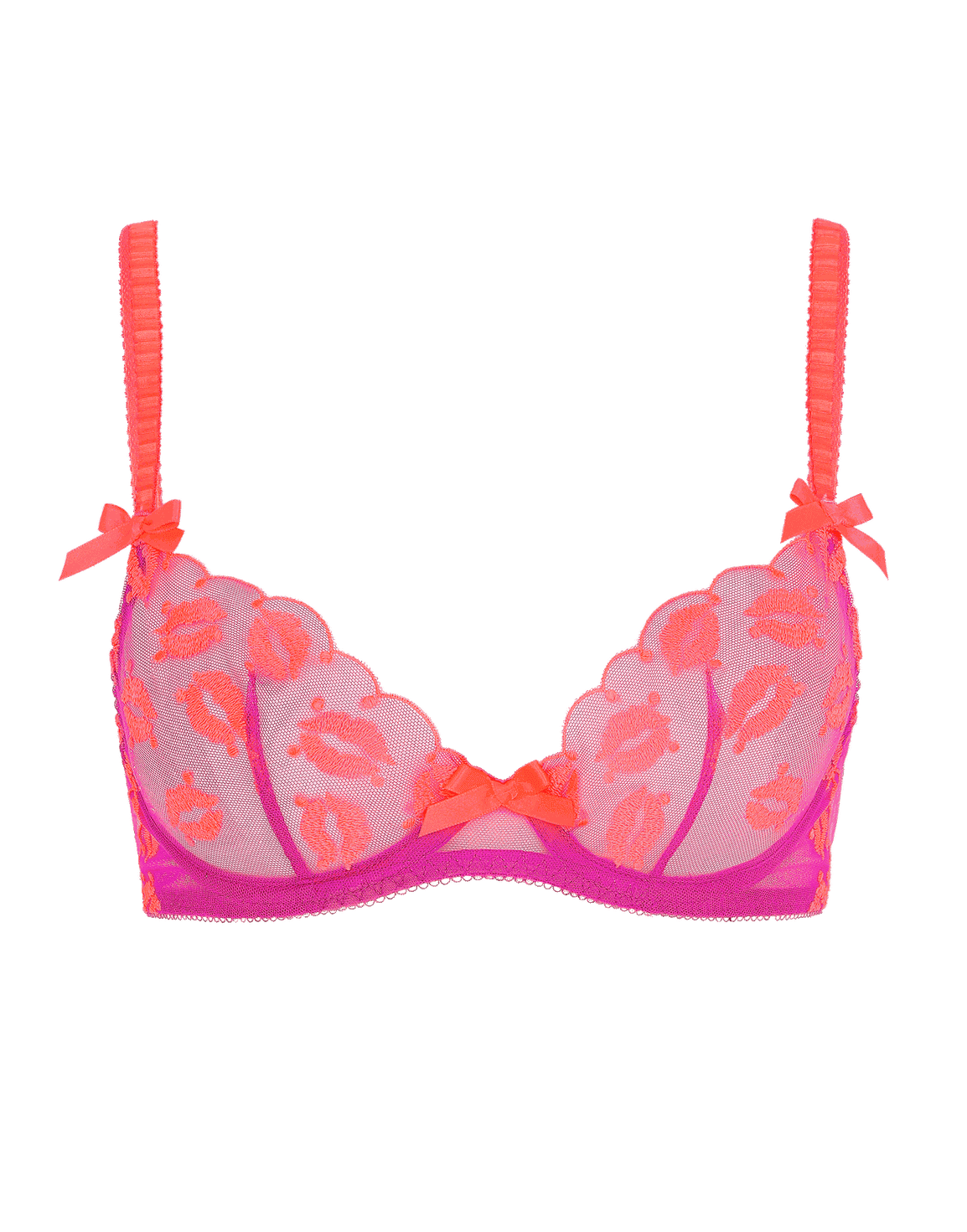 Ottiliee Plunge Underwired Bra Magenta/Neon Orange | Agent Provocateur