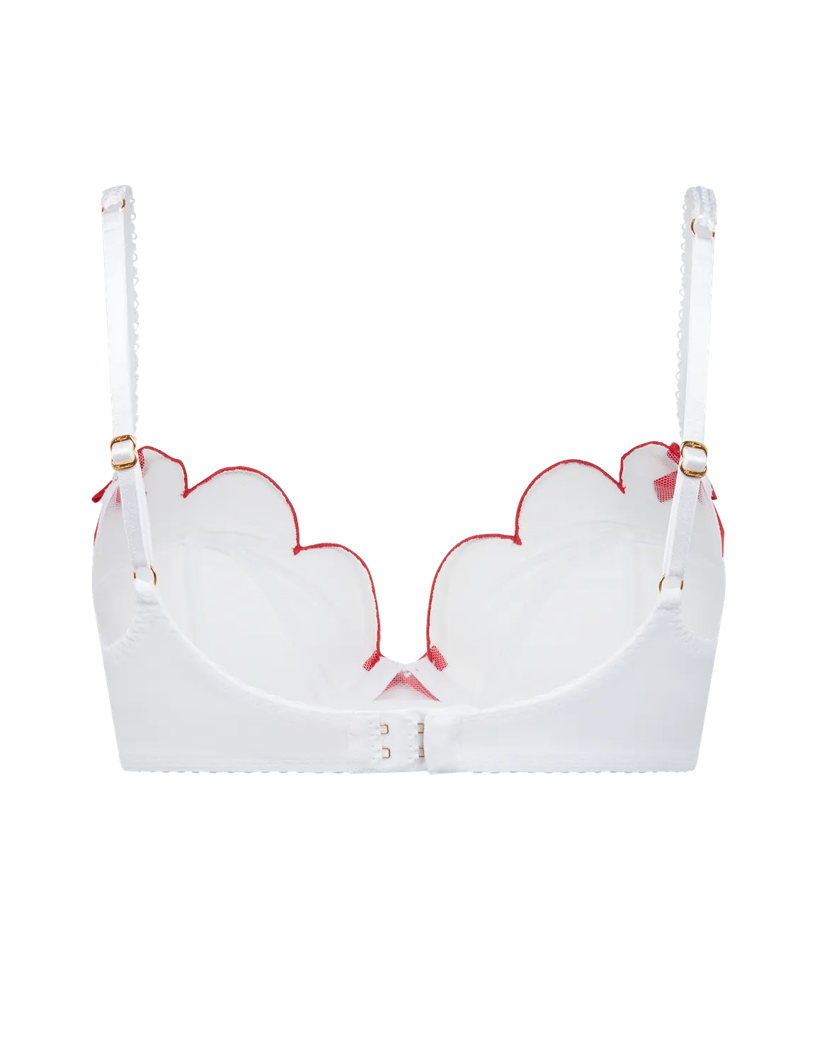 Lorna Plunge Underwired Bra White/Red | Agent Provocateur