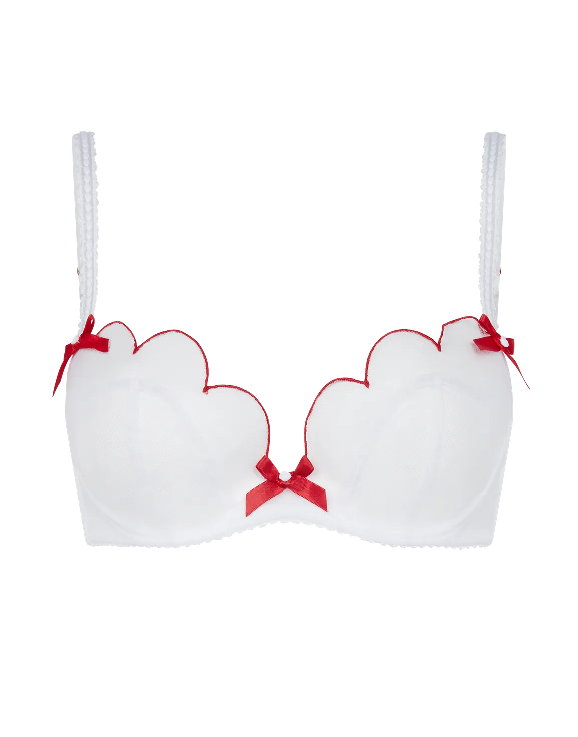 Lorna Plunge Underwired Bra White/Red | Agent Provocateur