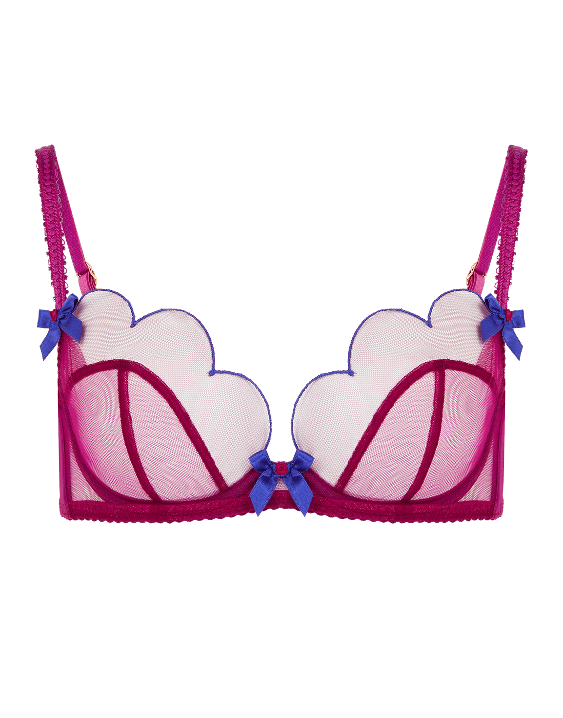 Lorna Plunge Underwired Bra Dark Pink/Cobalt | Agent Provocateur