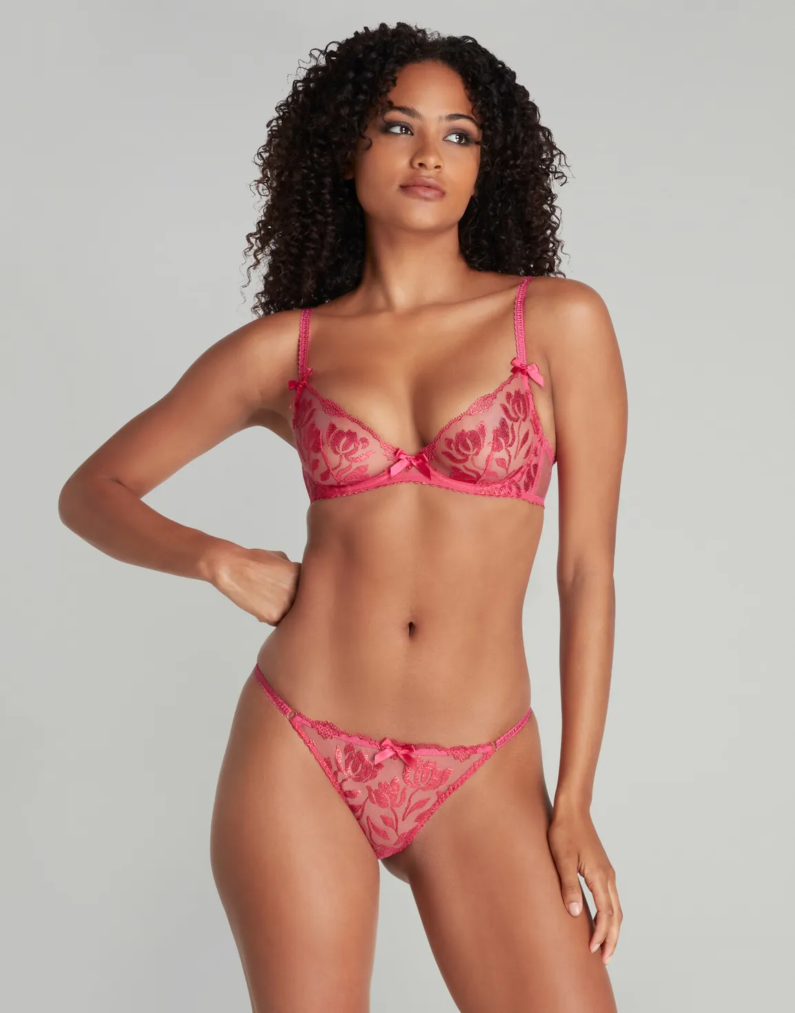 Sparkle Plunge Underwired Bra Hot Pink | Agent Provocateur