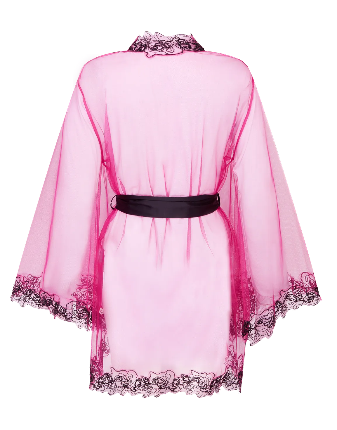 Lindie Short Dressing Gown  Fuchsia/Black | Agent Provocateur