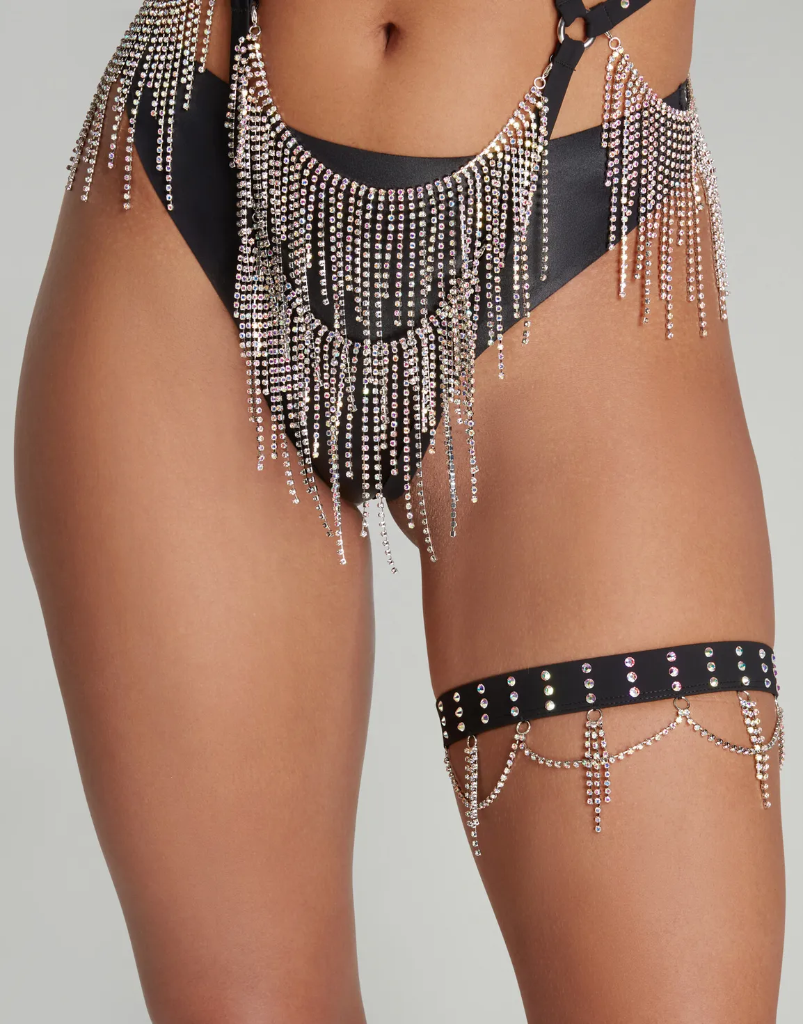 Deimante Garter Black/Aurora Borealis | Agent Provocateur