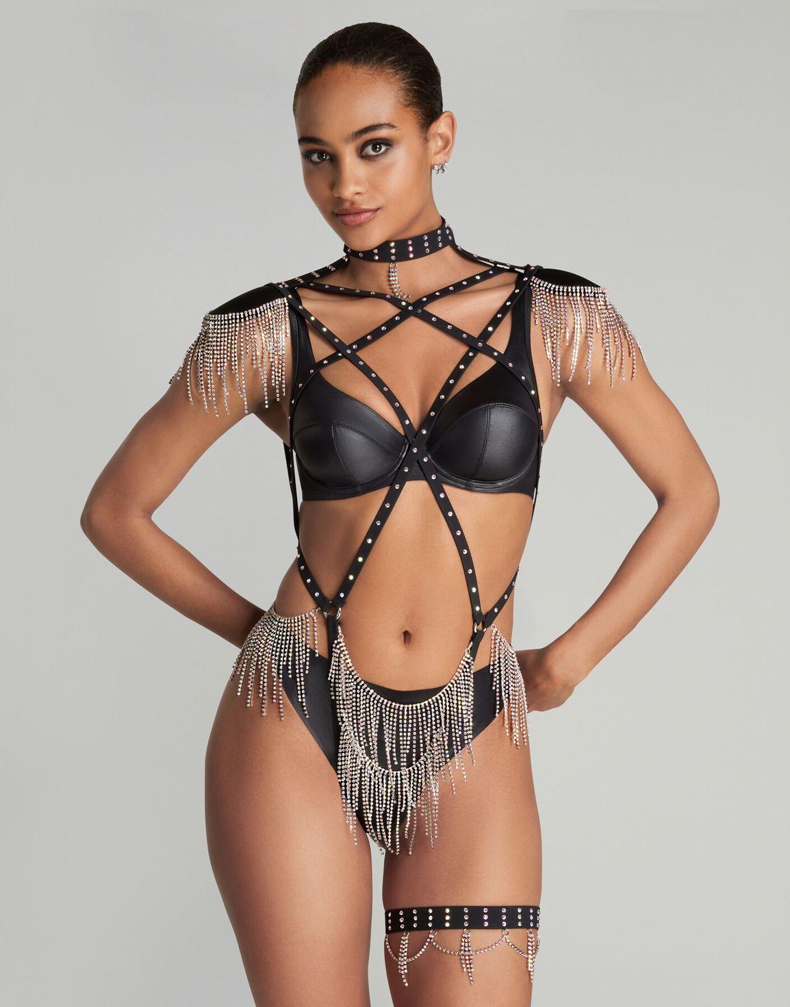 Deimante Garter Black/Aurora Borealis | Agent Provocateur