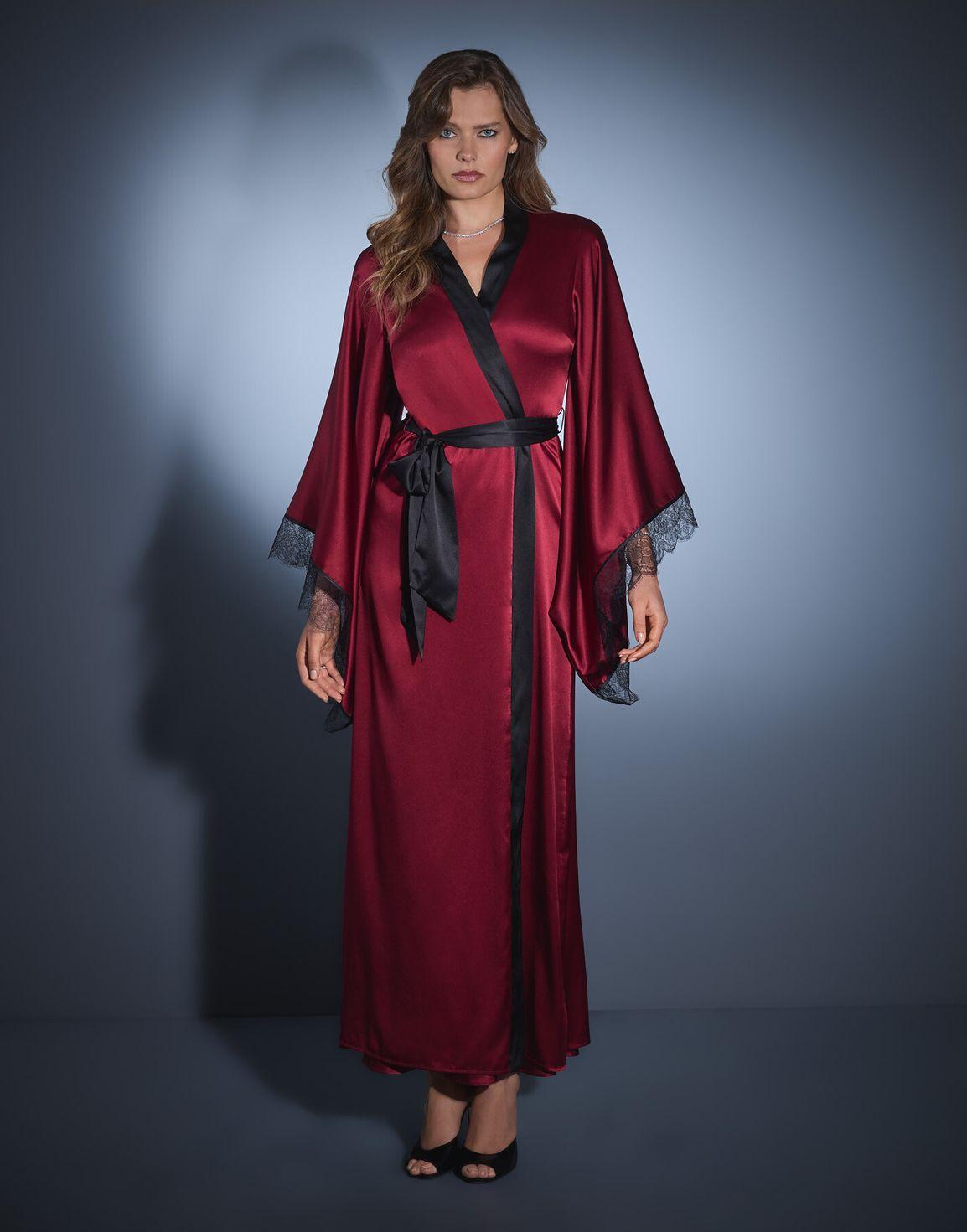 Sammi Long Kimono Burgundy/Black | Agent Provocateur