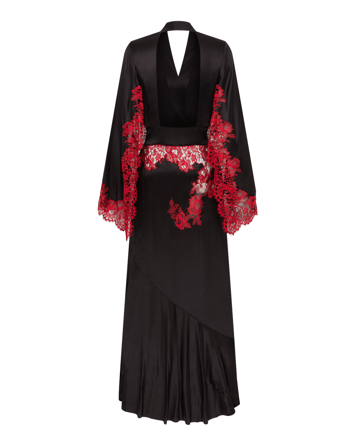 Solanna Long Dressing Gown Red/Black | Agent Provocateur