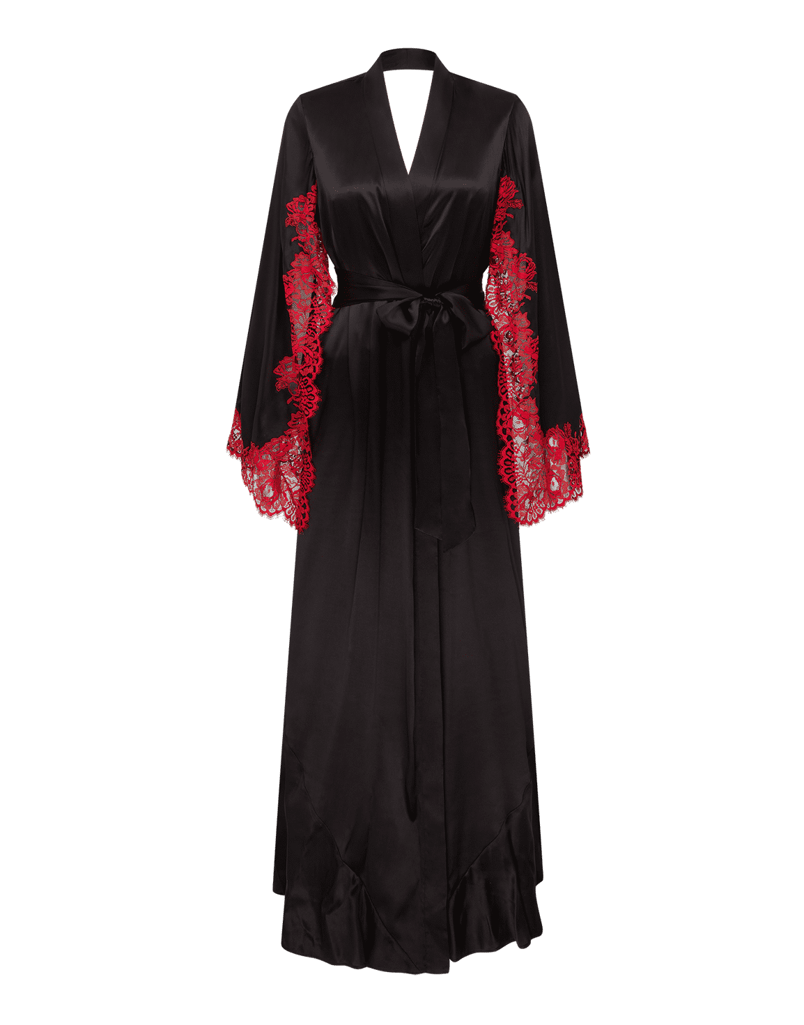 Solanna Long Dressing Gown Red/Black | Agent Provocateur