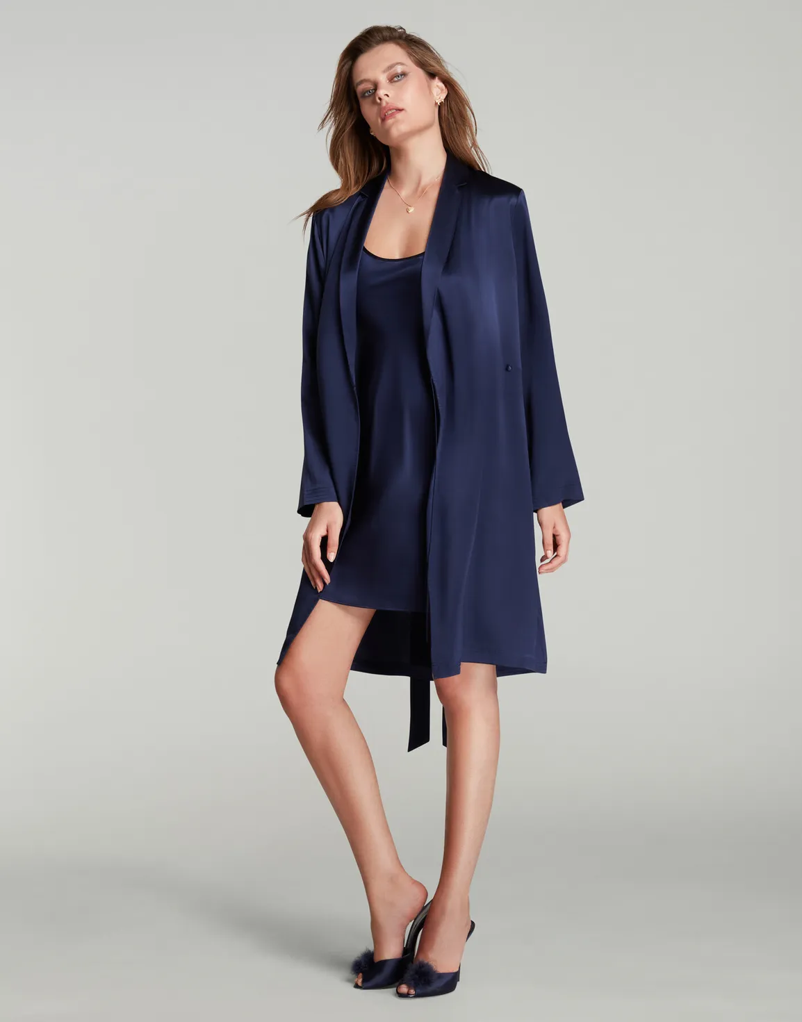 Cecily Short Gown Navy/Navy | Agent Provocateur