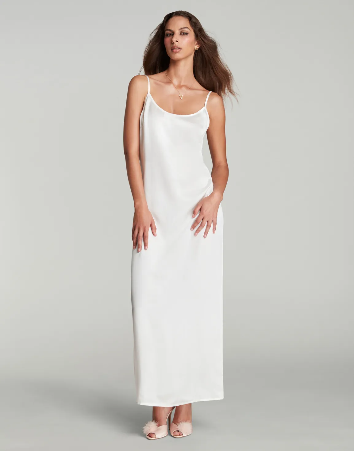 Cecily Long Slip Dress Ivory/Ivory | Agent Provocateur