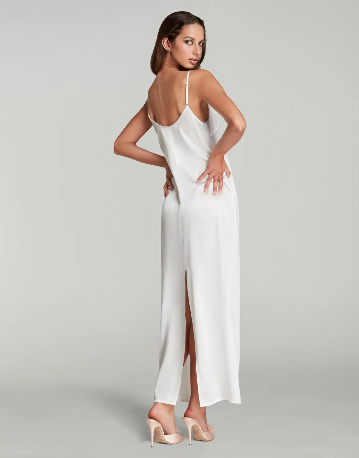 Cecily Long Slip Dress Ivory/Ivory | Agent Provocateur