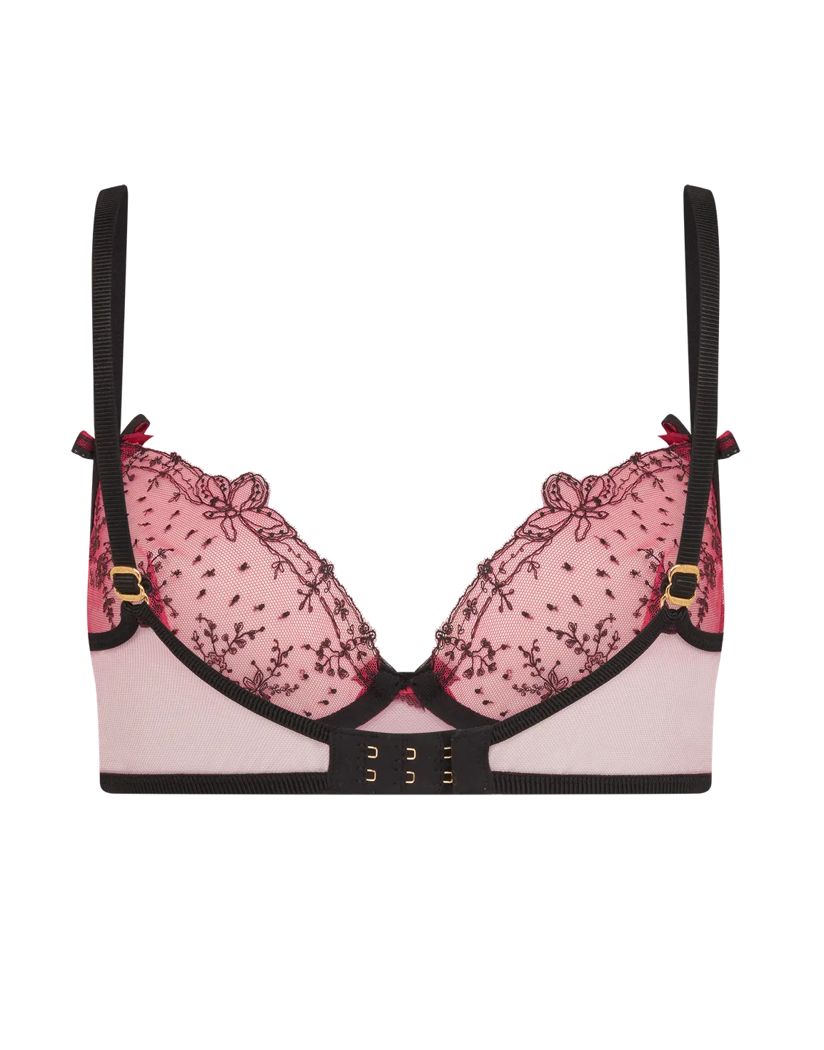 Graice Plunge Underwired Bra Black/Pink | Agent Provocateur