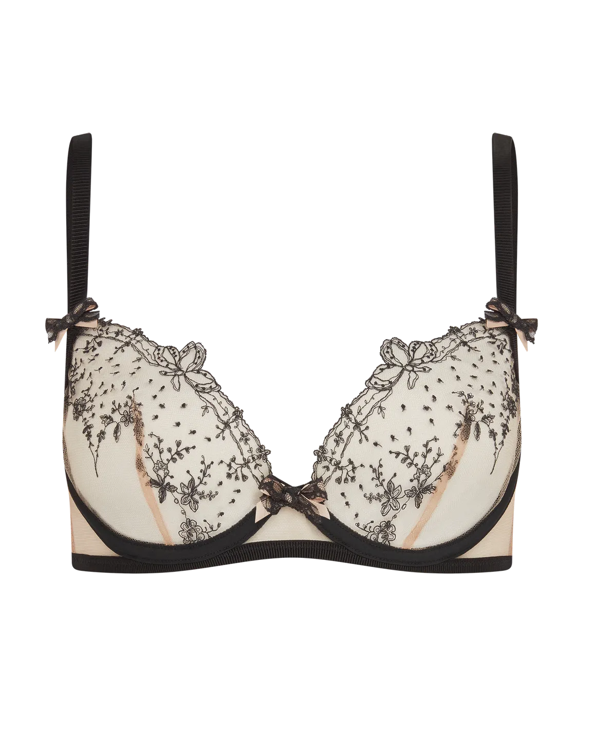 Graice Plunge Underwired Bra Black/Sand | Agent Provocateur