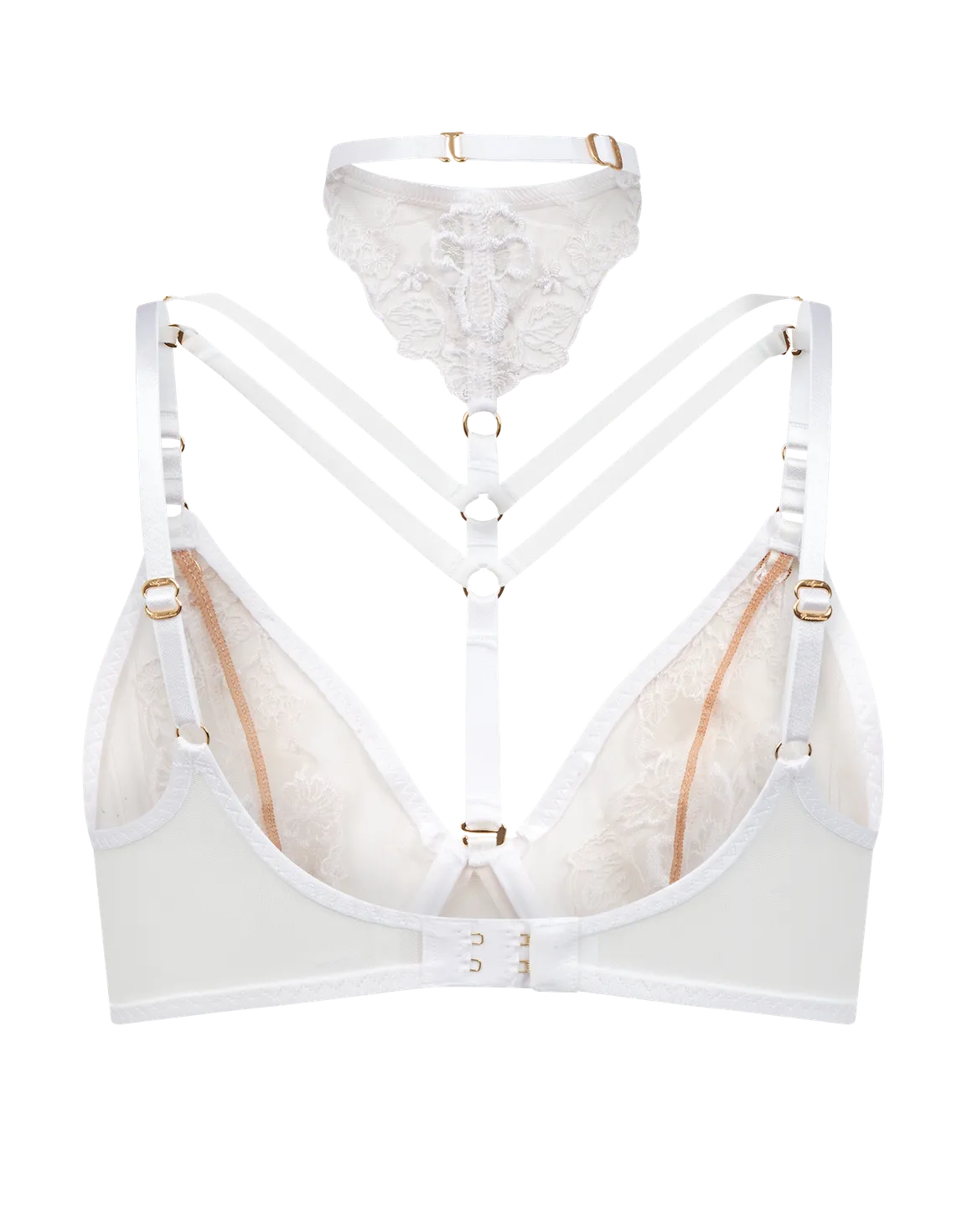 Melanie Plunge Underwired Bra  White/Sand | Agent Provocateur