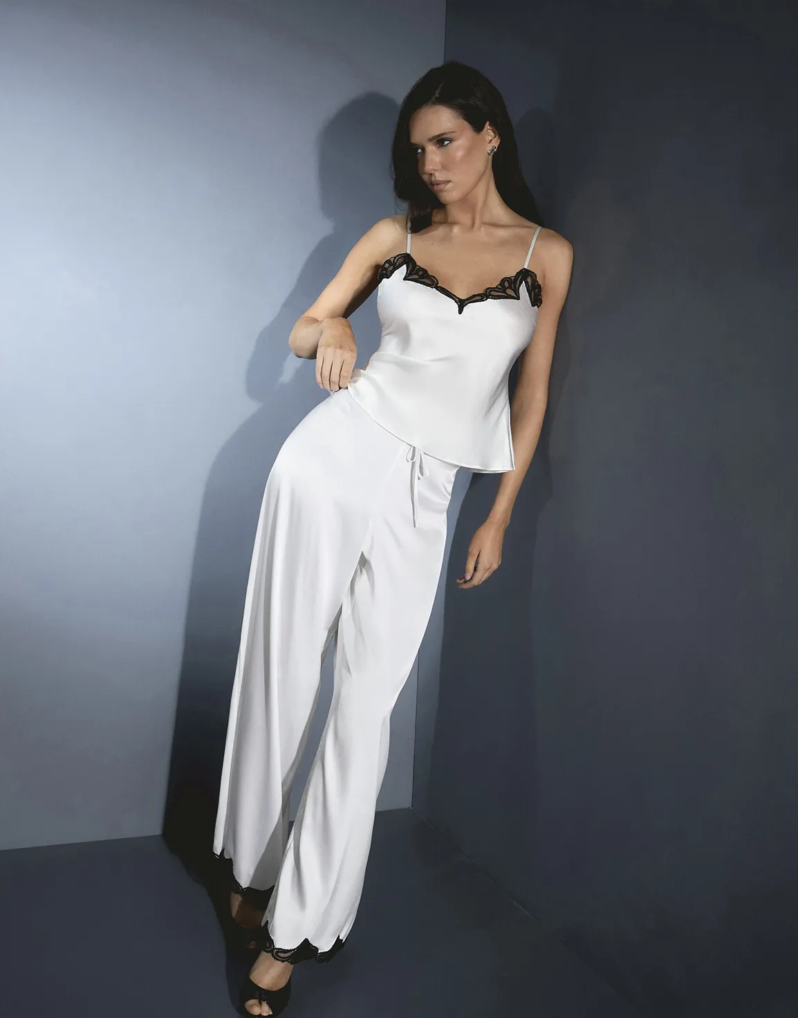 Nelle Pj Trousers Ivory/Black | Agent Provocateur