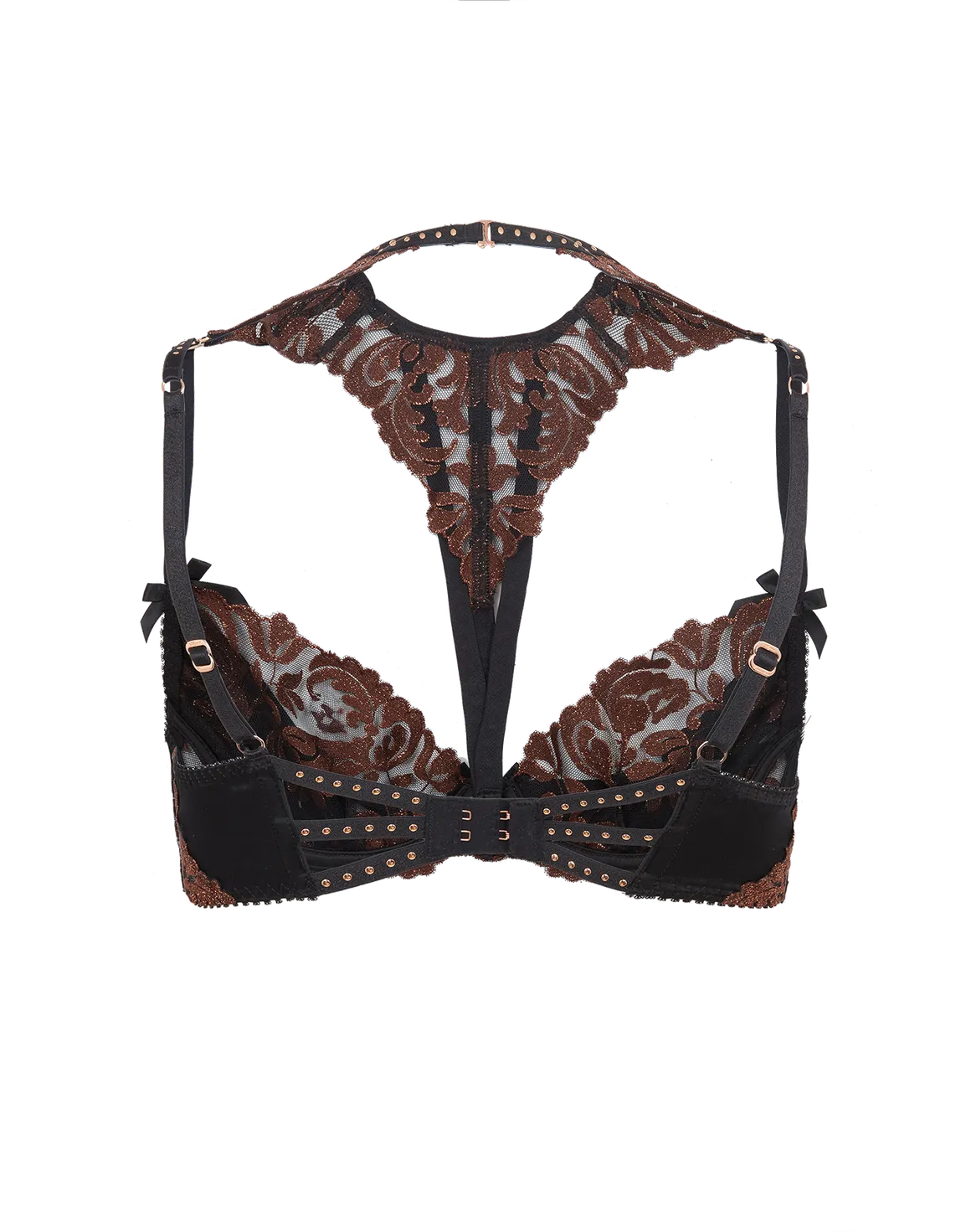 Zarella Plunge Underwired Bra Bronze/Black | Agent Provocateur