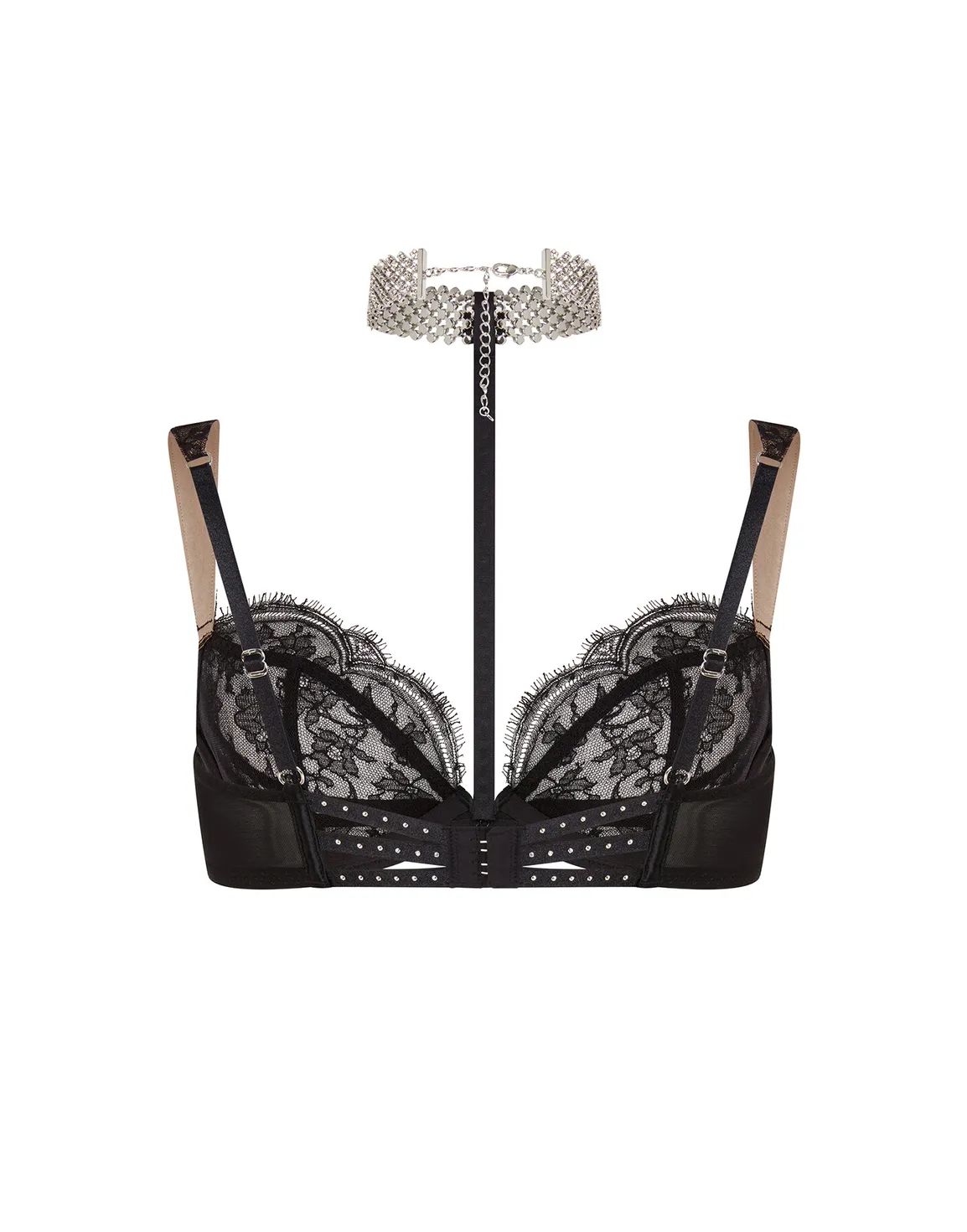 Anora High Neck Underwired Bra Black/Crystal | Agent Provocateur