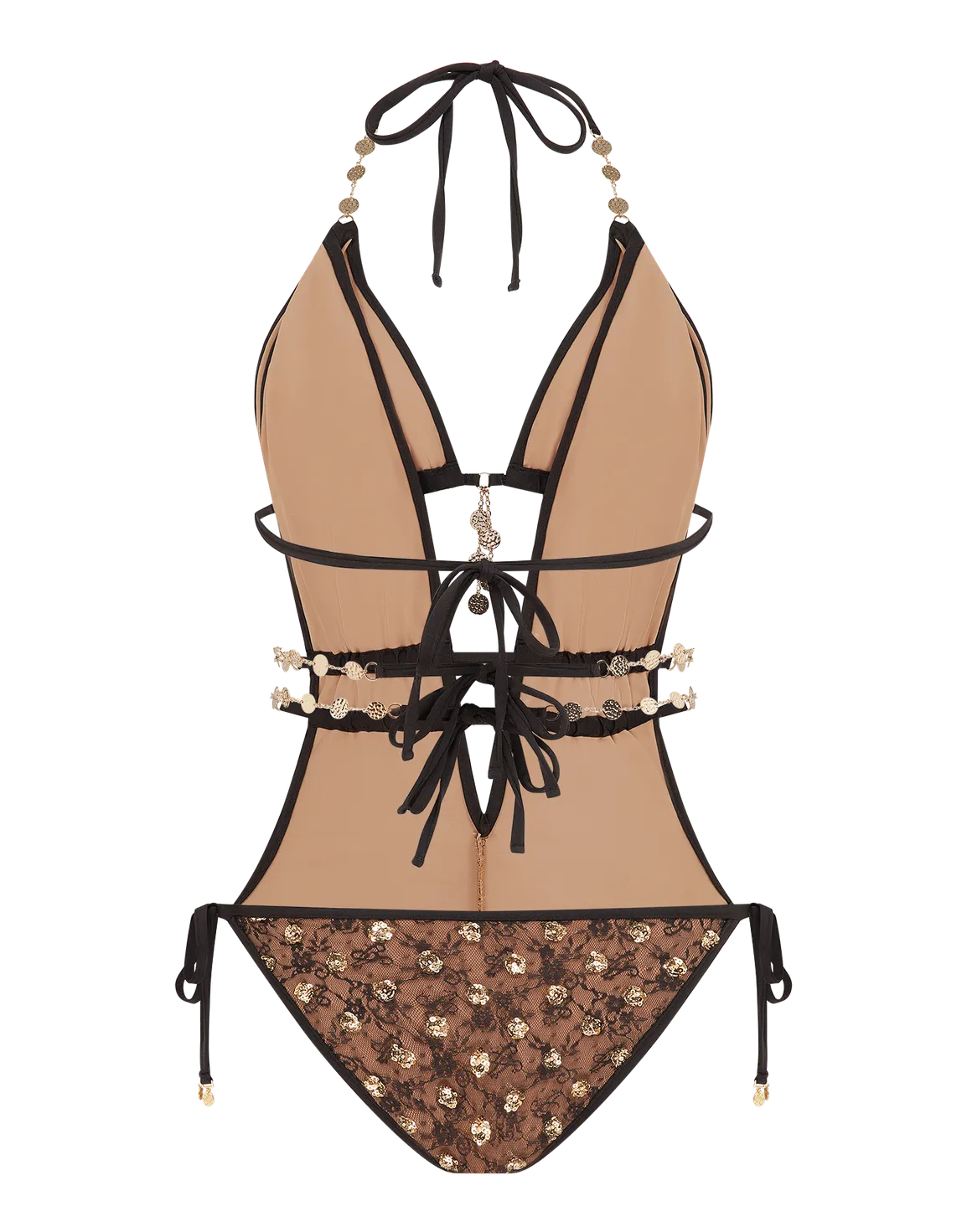 Azaria Swimsuit  Brown/Gold | Agent Provocateur