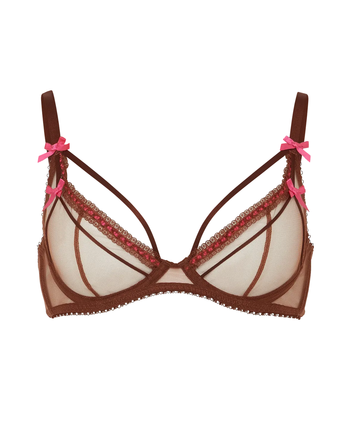 Hetty Plunge Underwired Bra  Brown/Pink | Agent Provocateur