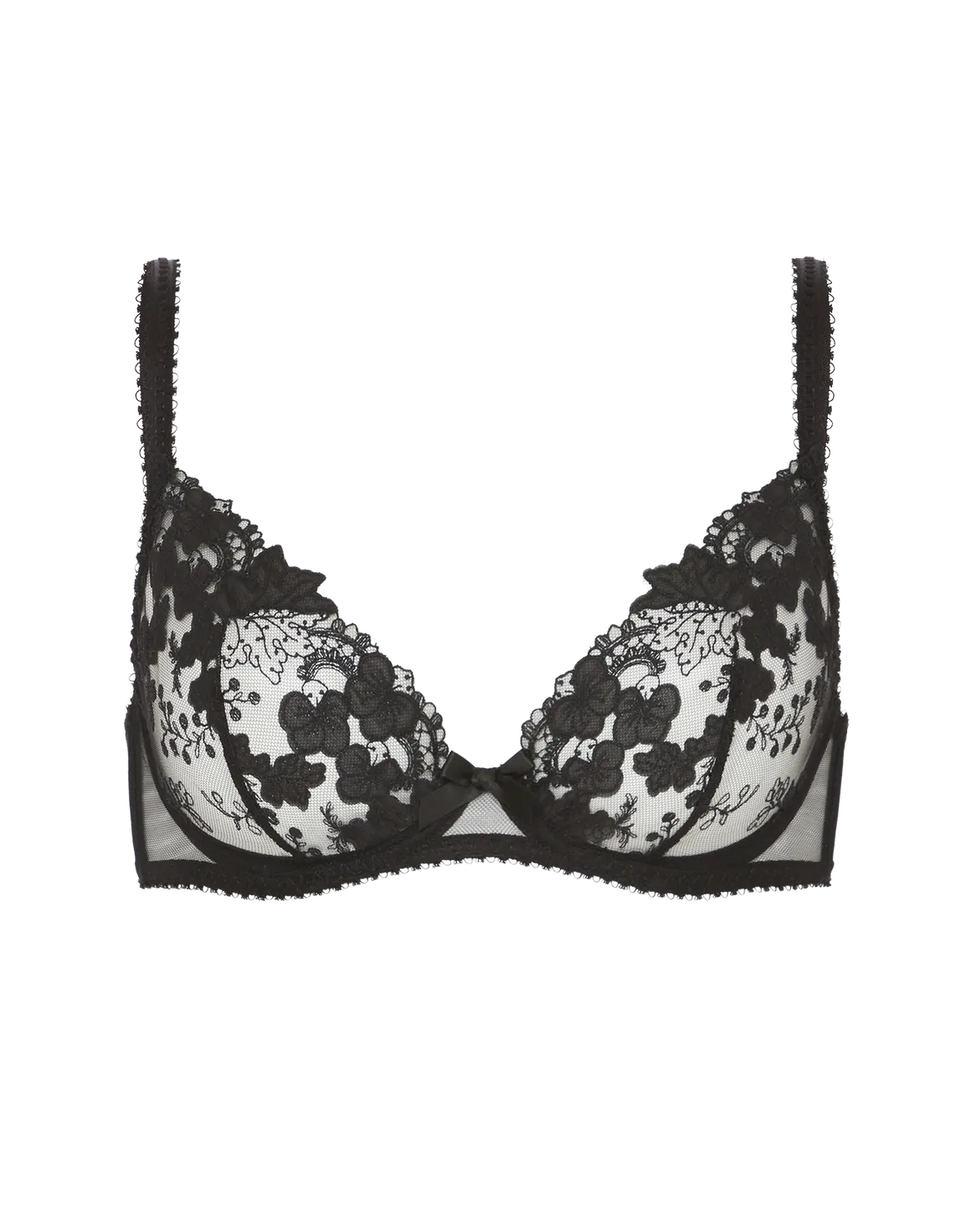 Posy Plunge Underwired Bra Black | Agent Provocateur