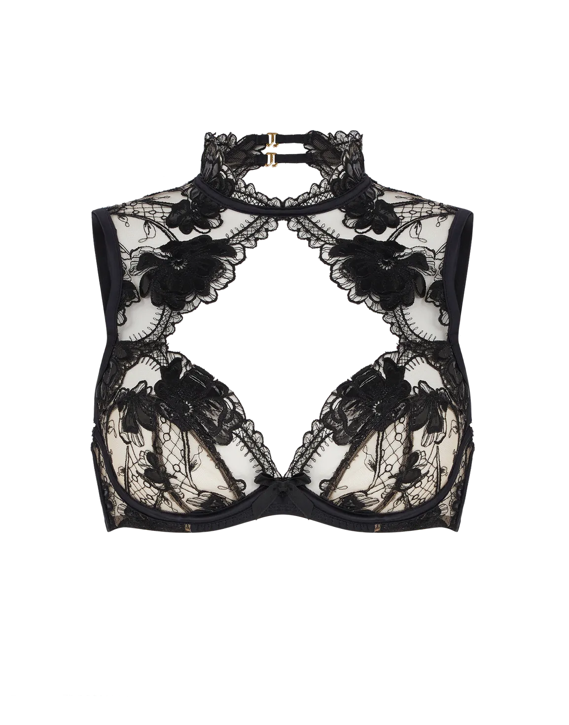 Rexanna High Neck Underwired Bra Black/Nude | Agent Provocateur