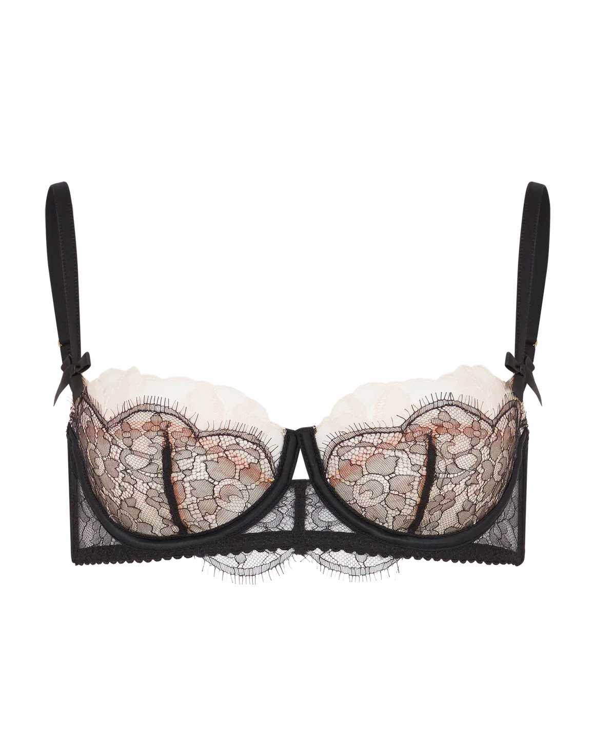 Vitoria Balconette Underwired Bra Black/Blush | Agent Provocateur