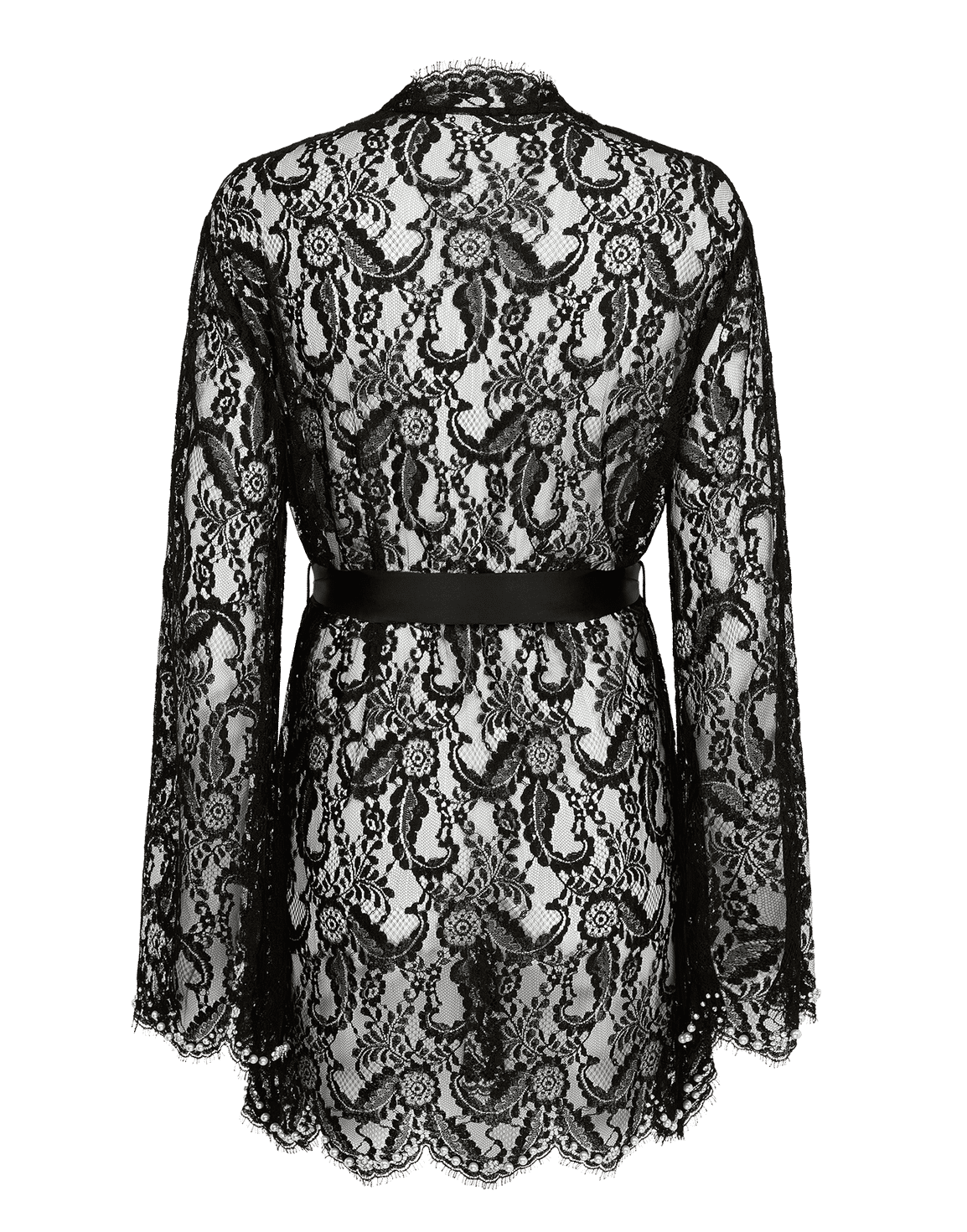 Vivienna Short Kimono  Black/Pearl | Agent Provocateur