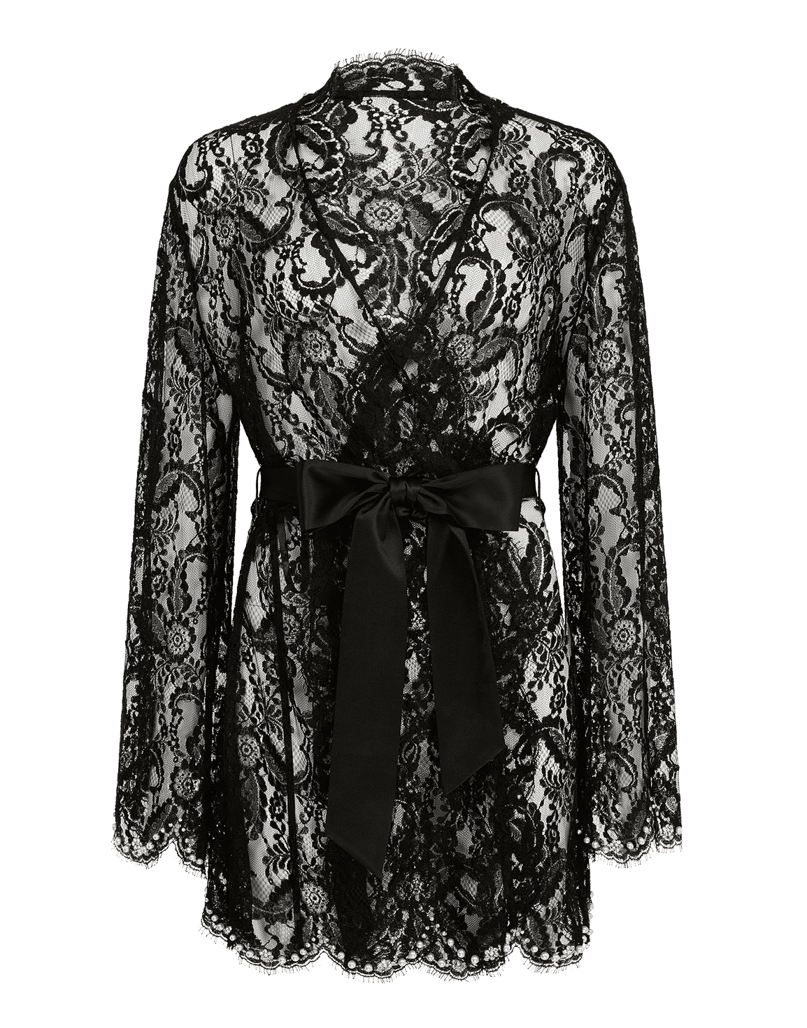 Vivienna Short Kimono  Black/Pearl | Agent Provocateur