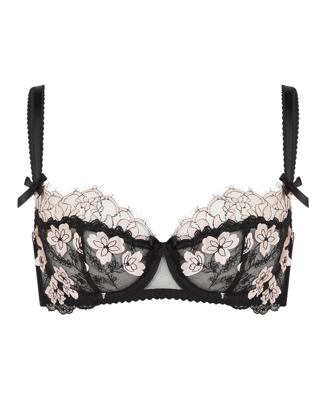 Andiee Plunge Underwired Bra Black/Baby Pink | Agent Provocateur
