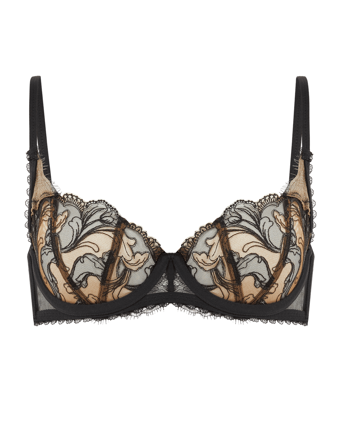 Cyndi Plunge Underwired Bra Black/Sand | Agent Provocateur