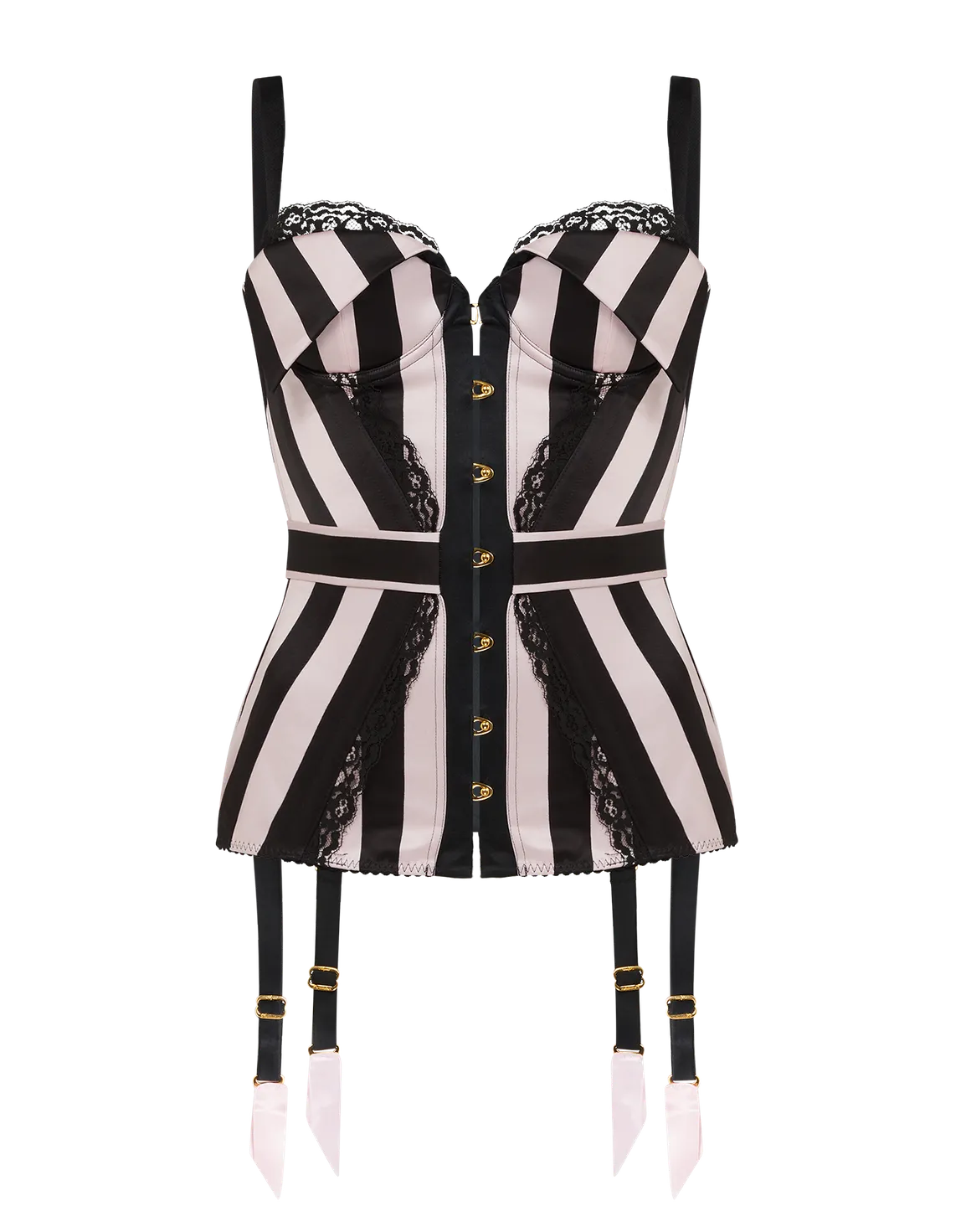 Jemina Corset Top Pink/Black Stripe | Agent Provocateur