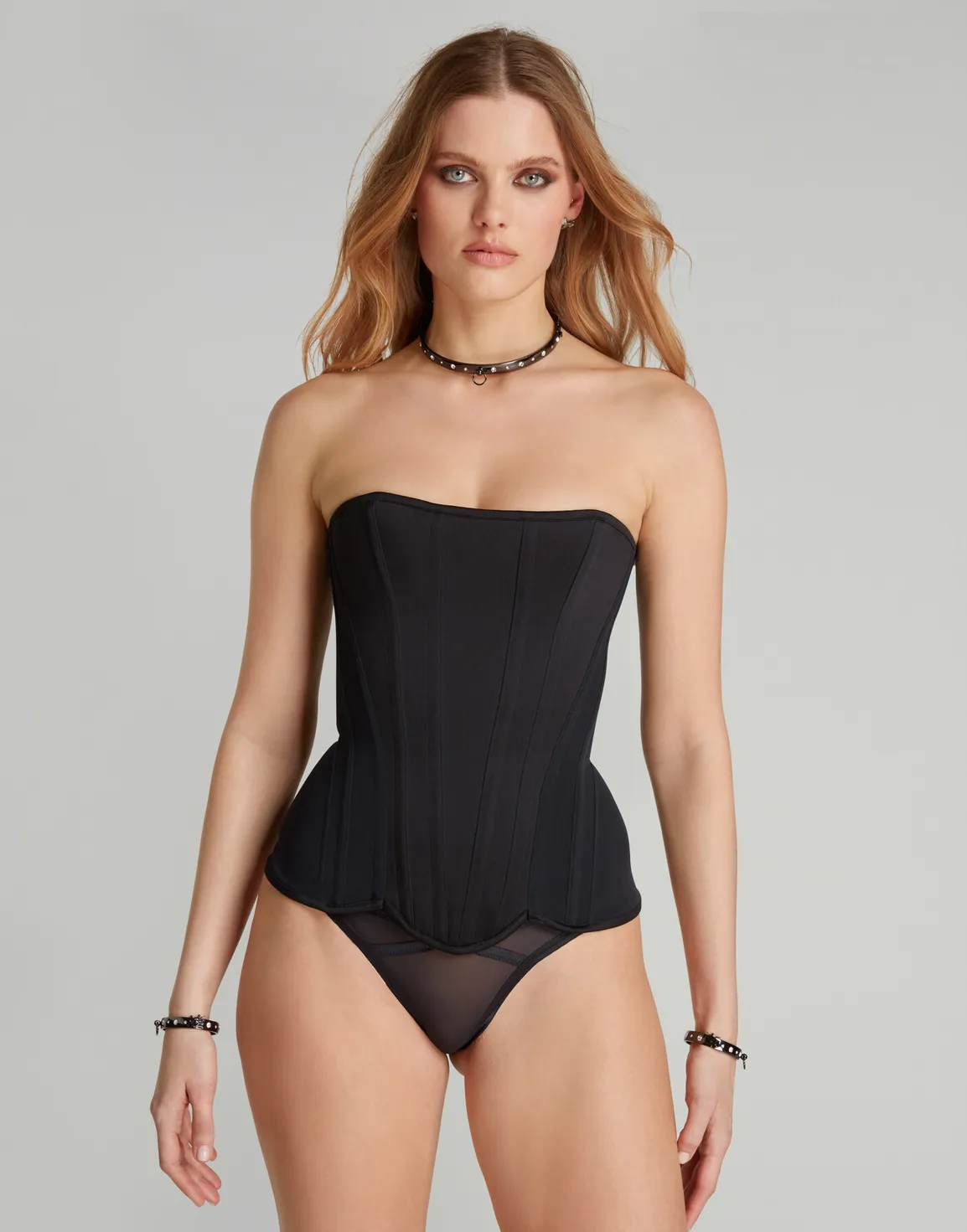 Katt Choker & Cuff Gunmetal/Crystal | Agent Provocateur