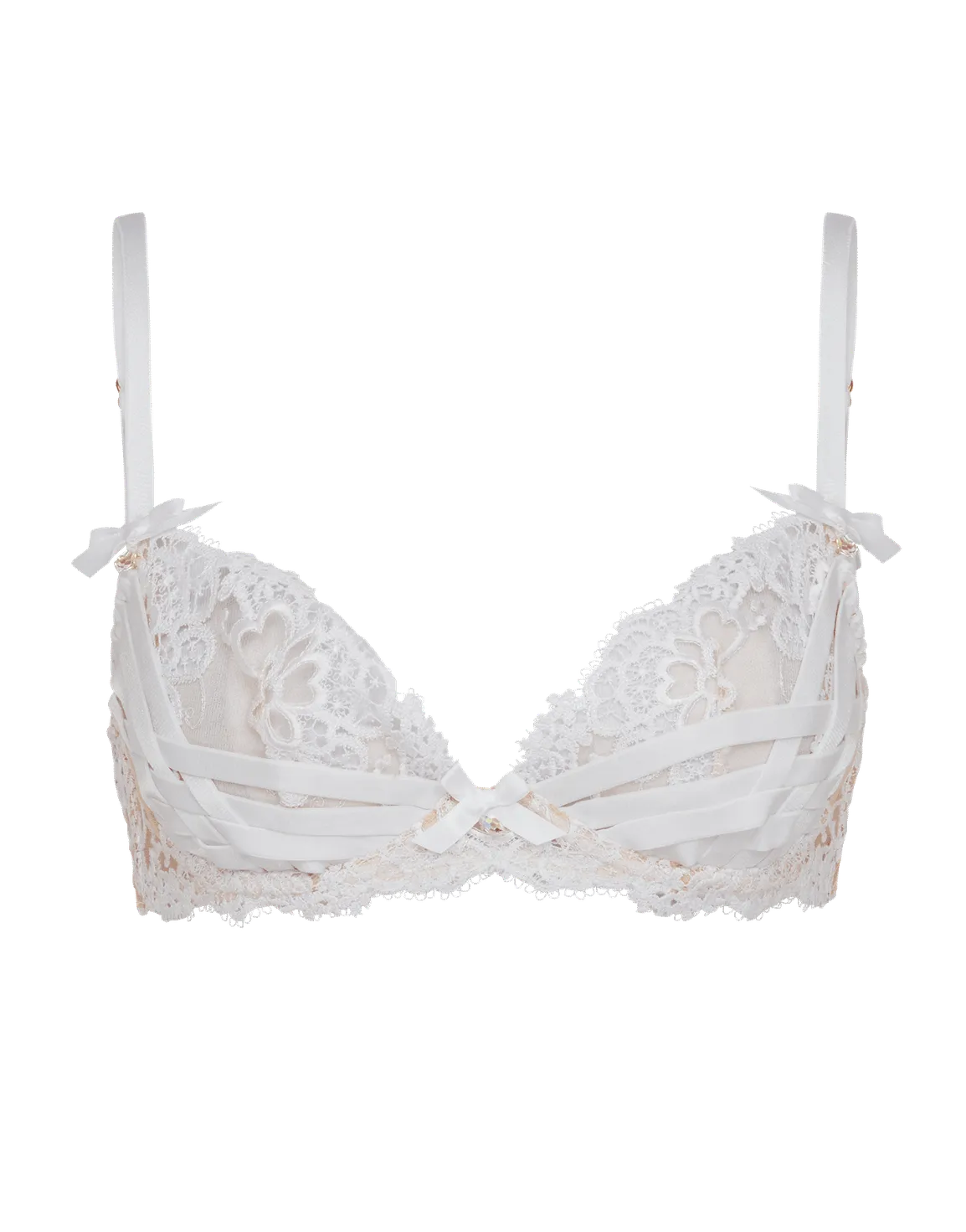 Dioni Plunge Underwired Bra White/Sand | Agent Provocateur