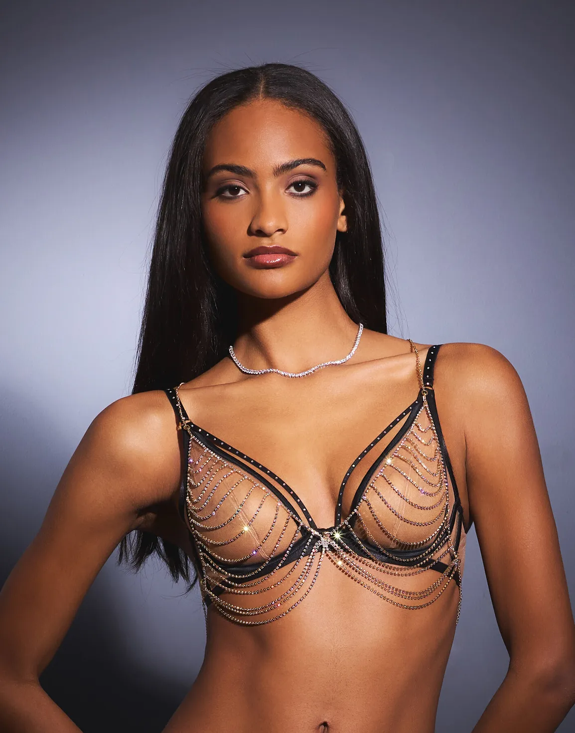 Jasmira Plunge Underwired Bra  Black | Agent Provocateur