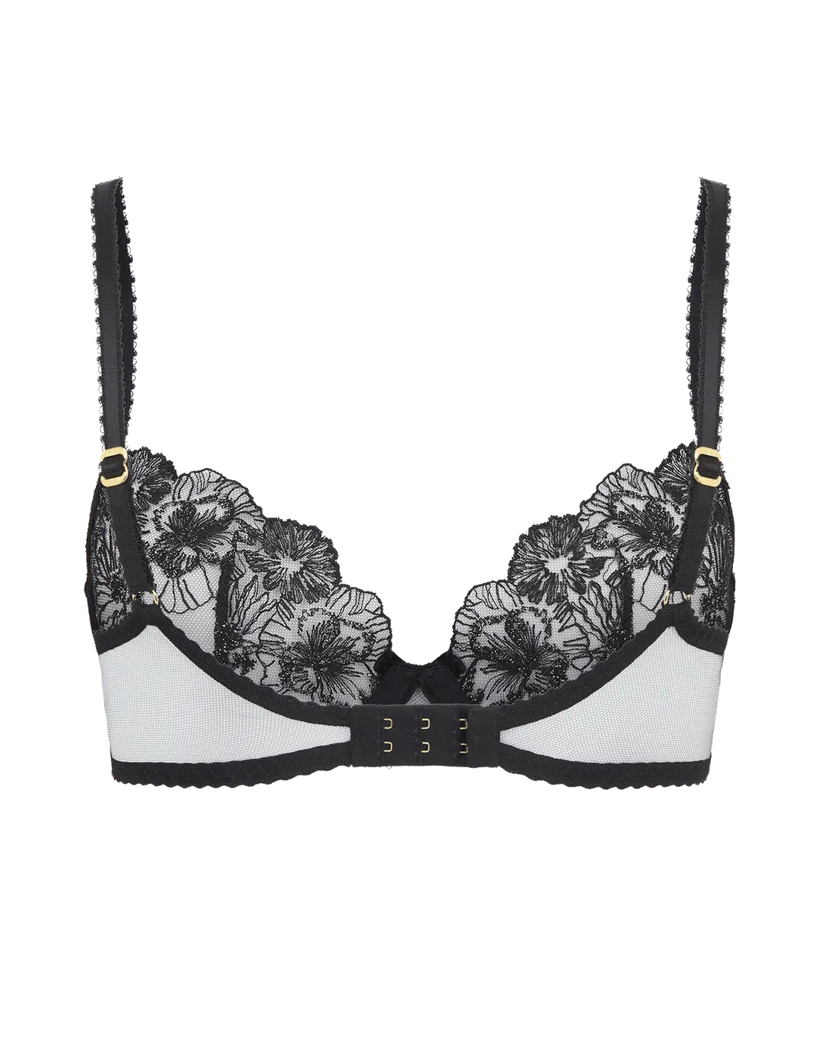 Astria Plunge Underwired Bra Metallic Black | Agent Provocateur