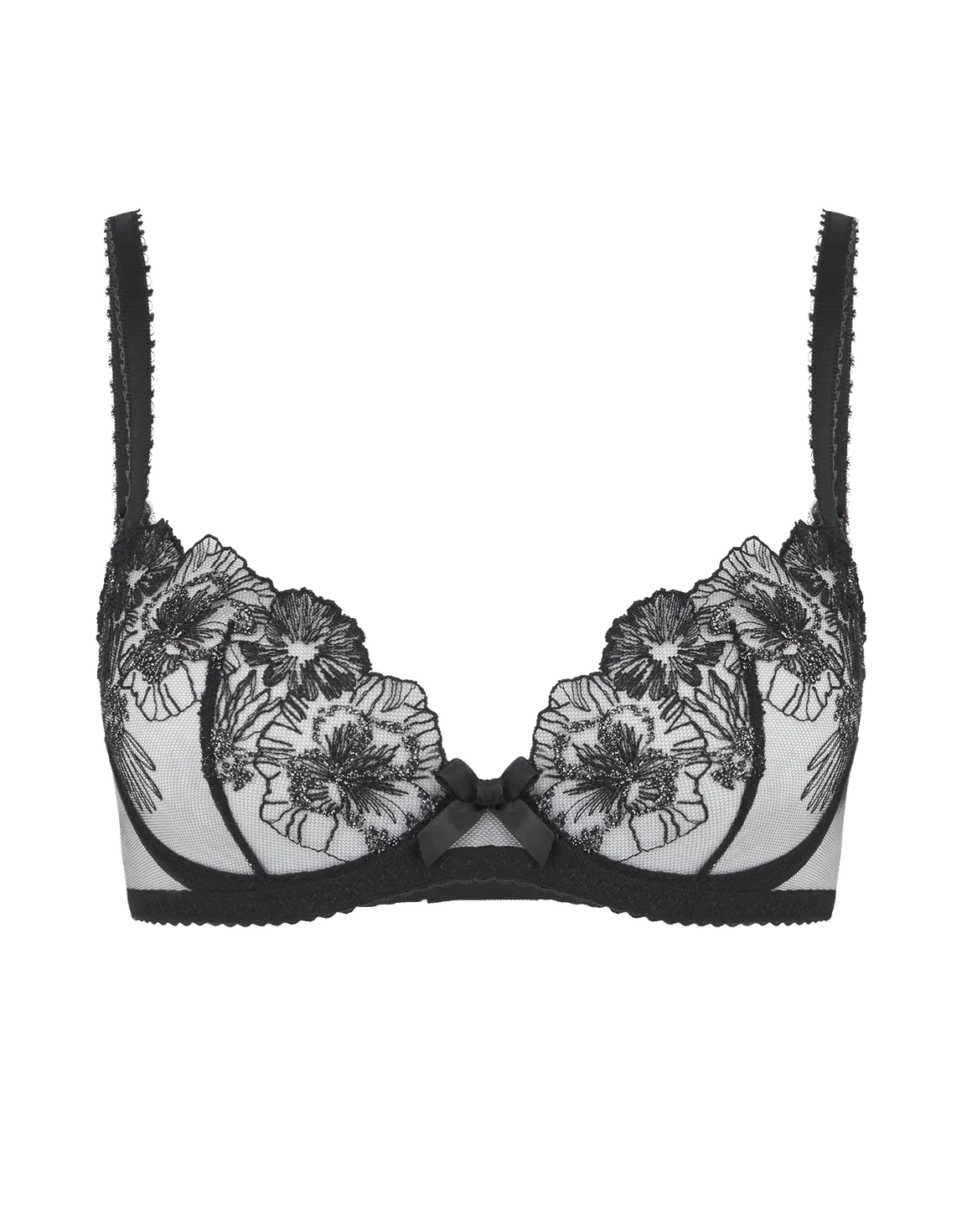 Astria Plunge Underwired Bra Metallic Black | Agent Provocateur
