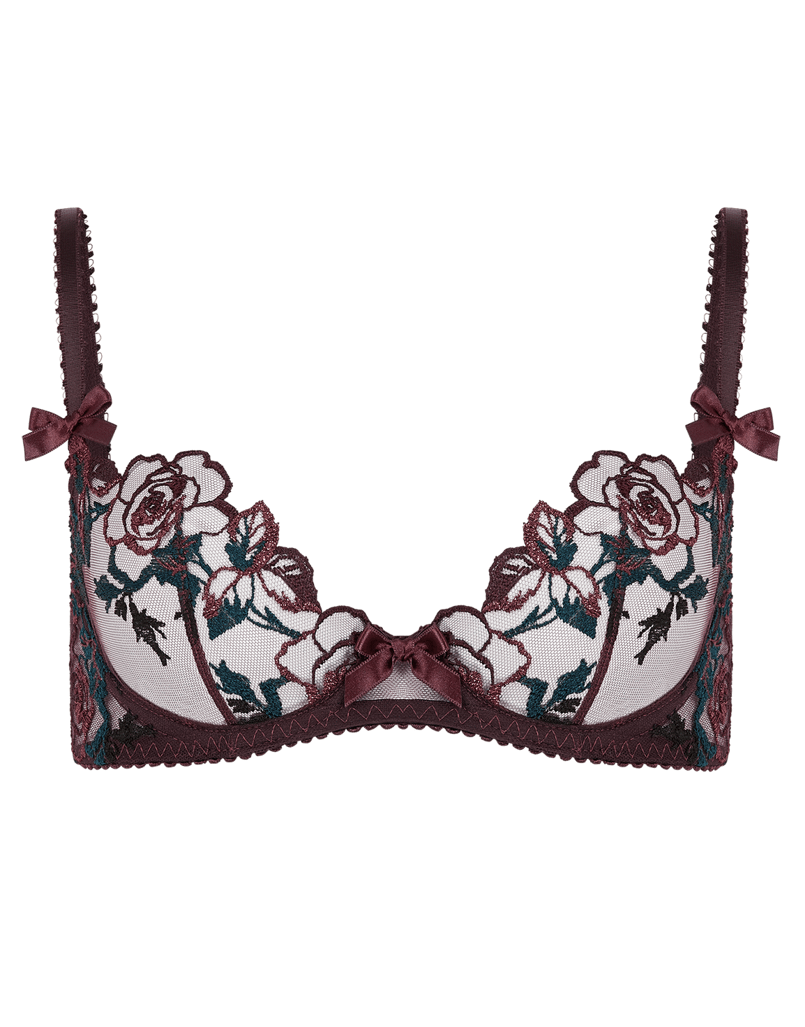 Callypso Plunge Underwired Bra Plum/Green | Agent Provocateur