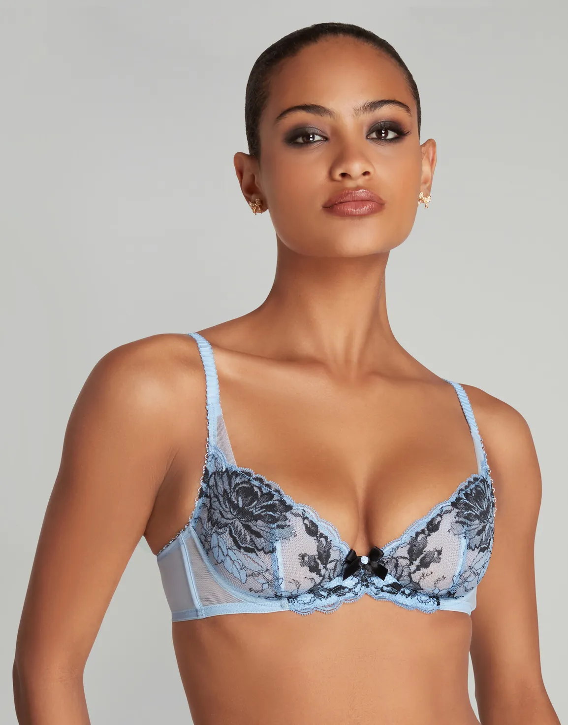 Yara Plunge Underwired Bra Blue/Black | Agent Provocateur