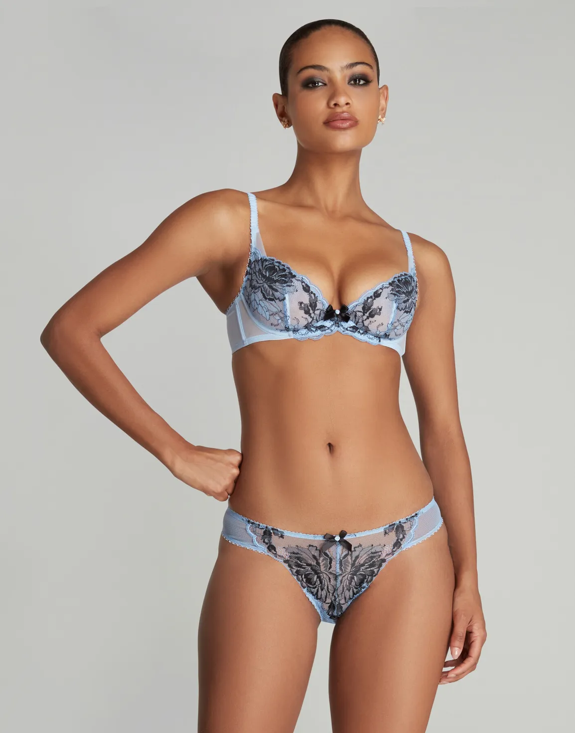 Yara Plunge Underwired Bra Blue/Black | Agent Provocateur