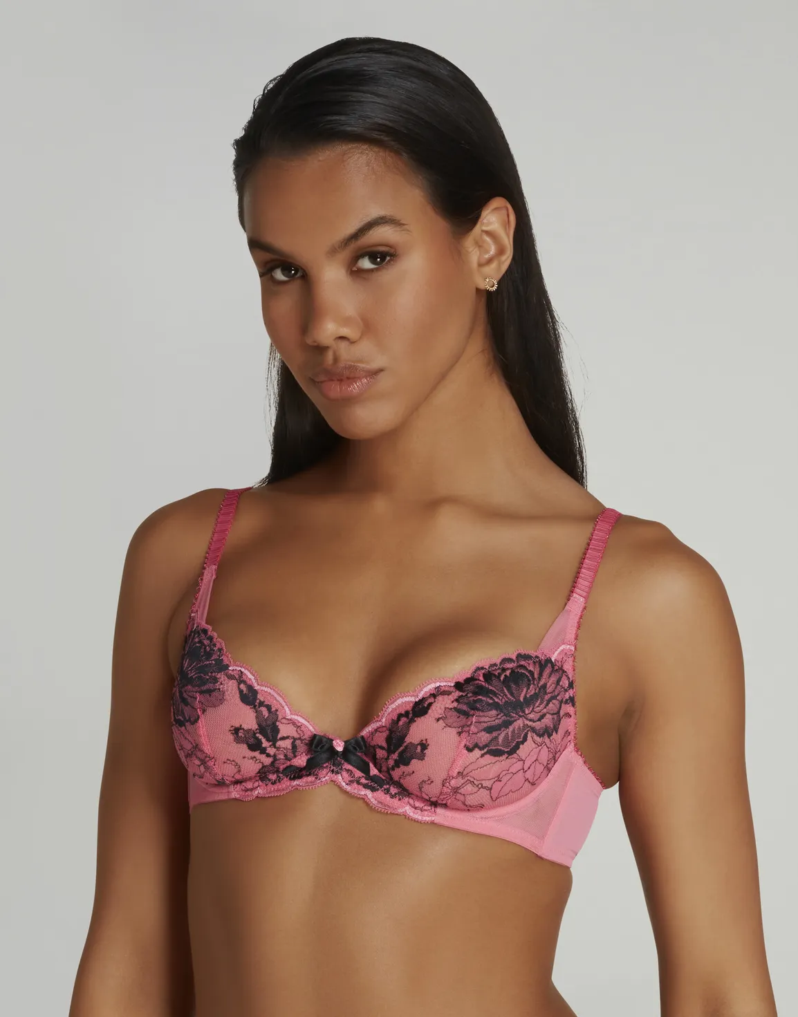 Yara 1 Plunge Underwired Bra Pink/Black | Agent Provocateur
