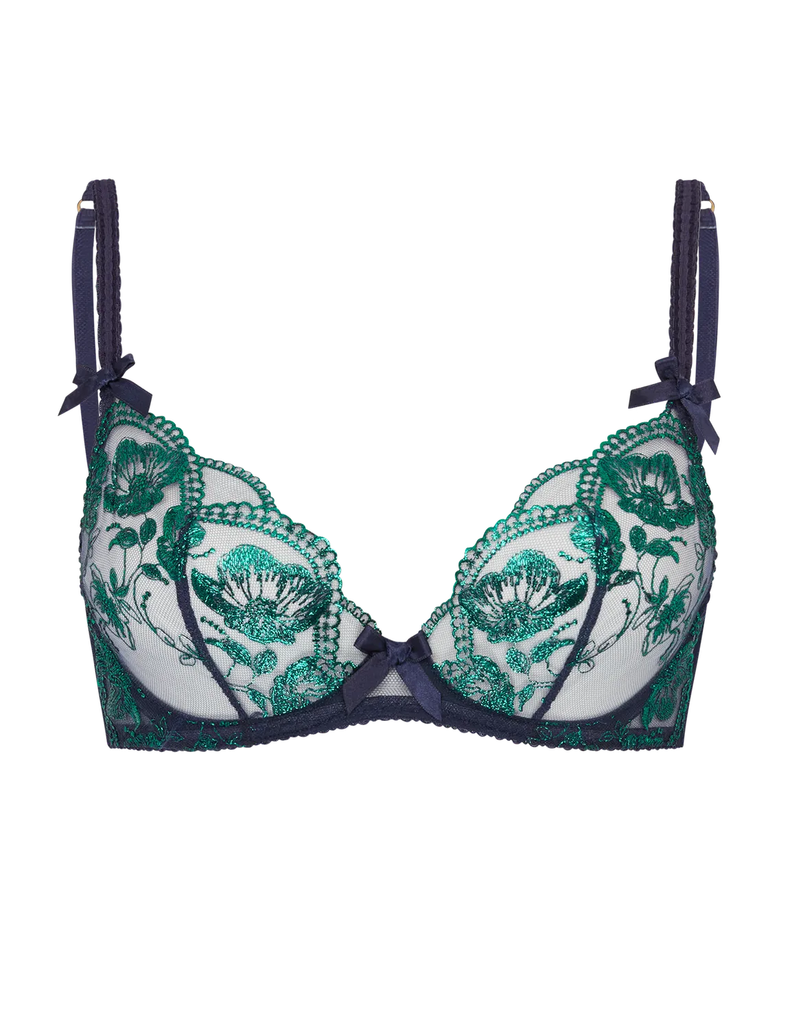 Winnette Plunge Underwired Bra Green | Agent Provocateur
