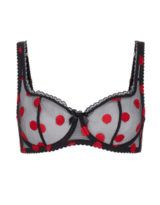 Gabby Balconette Underwired Bra Black/Red | Agent Provocateur