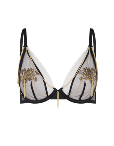 Auretta Plunge Underwired Bra Black/Gold | Agent Provocateur
