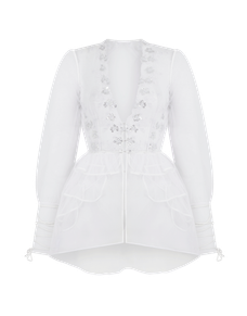 Skylee Short Dressing Gown White/Silver | Agent Provocateur