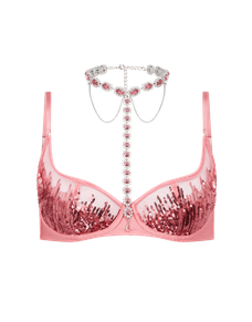 Calista Plunge Underwired Bra Pink/Silver | Agent Provocateur