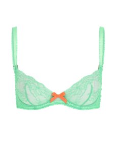 Isedora Plunge Underwired Bra Green/Neon Orange | Agent Provocateur